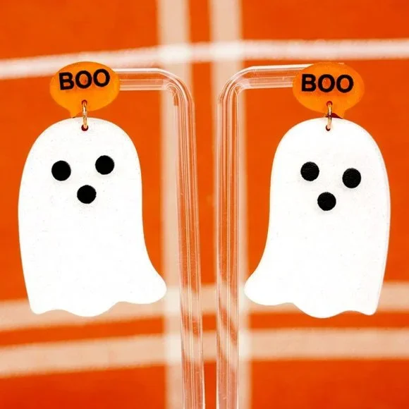Earrings. Boo, Ghosts. Halloween, Fall. Pierced. NWT. - Picture 1 of 1